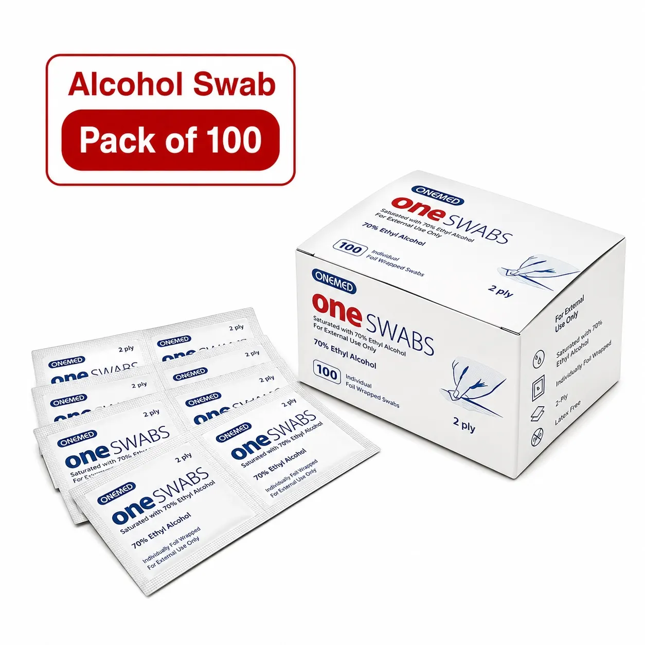 Pre-Injection Alcohol Swabs - Pack of 100
